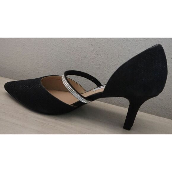 Nina Women Sz 6M Black Textured Metallic Brystol Mid-Heel D'Orsay Pumps - Picture 8 of 10